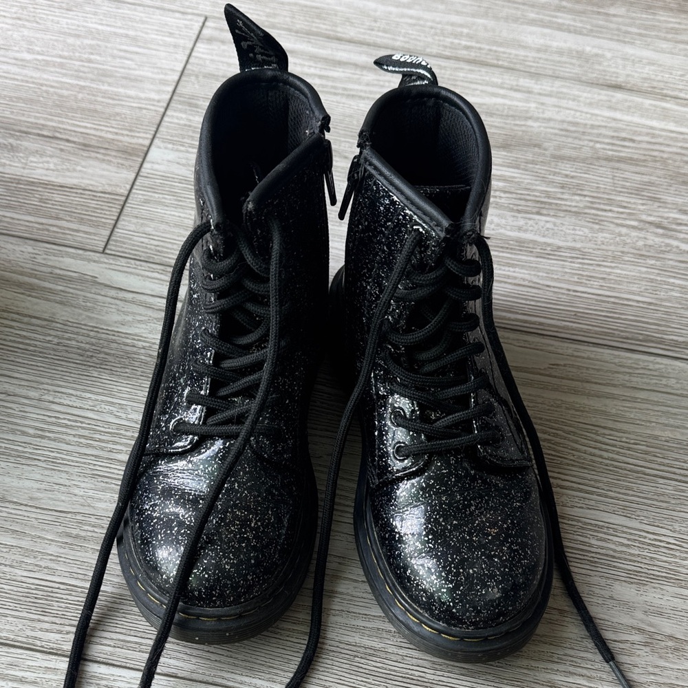 Dr. Martens Black Glitter Kids Boots
